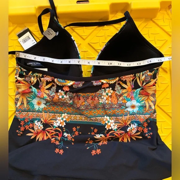 Kenneth Cole Tahiti Floral Halter Padded Tankini Top Size XL NWT - Picture 11 of 14